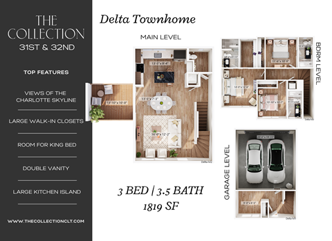 Floor plan for 3 beds, 3.5 baths, 1819 sqft